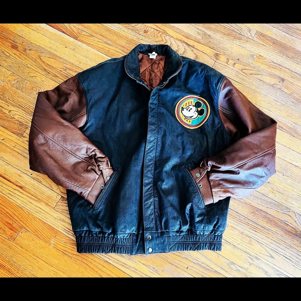 Vintage 80’s Baja Trading Company Walt Disney Leather Jacket Size Large